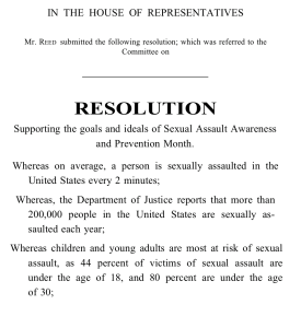 Congress Honors April as Sexual Assault Awareness and Prevention Month