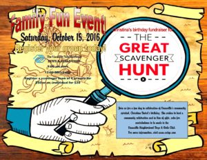 Christina Baird's 2016 Great Scavenger Hunt Birthday Party Fundraiser